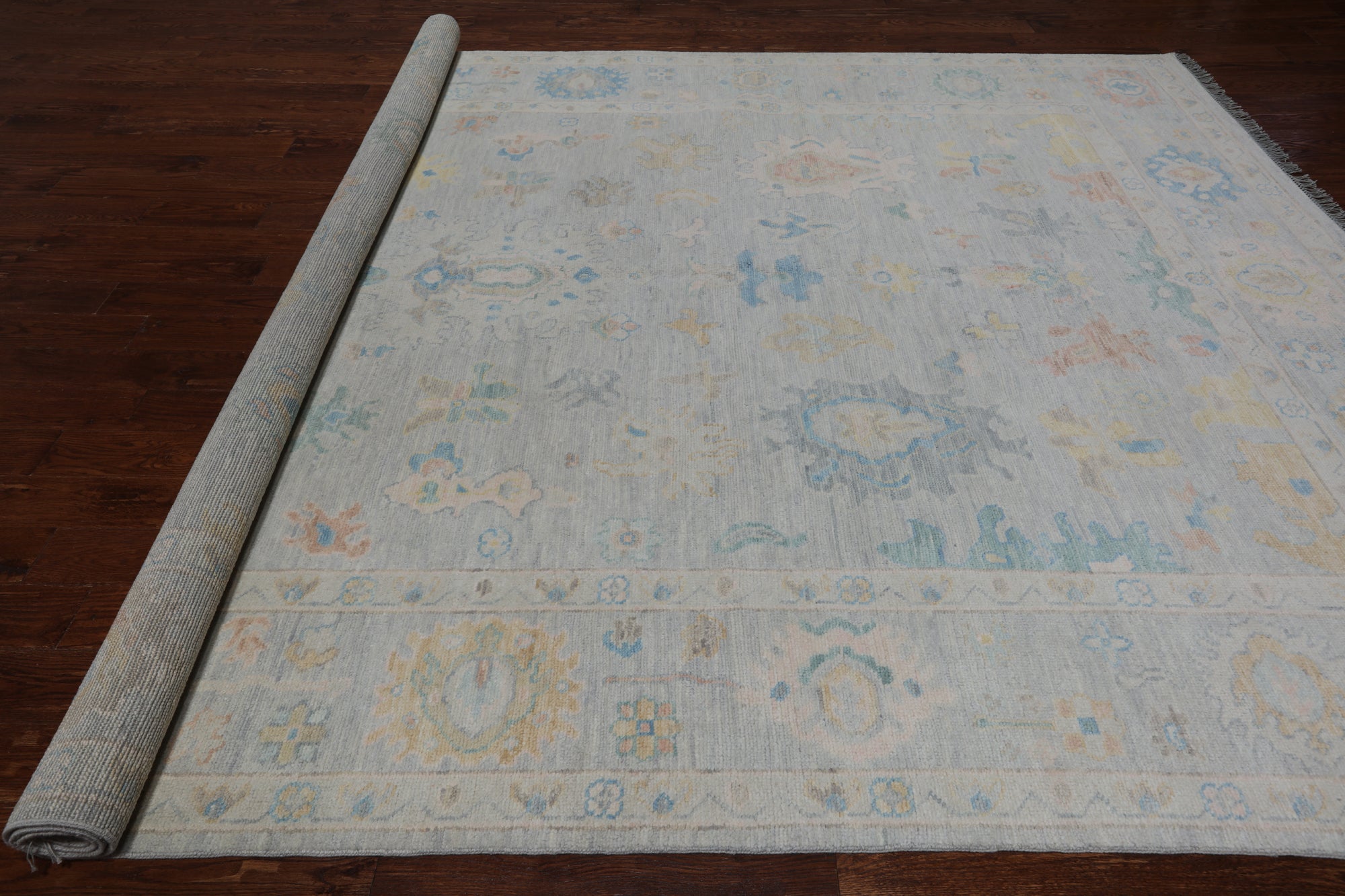 SUPER SALE Silver Persian Sultanabad Hand Knotted Wool Rug - 9' 1" X 12' 2"