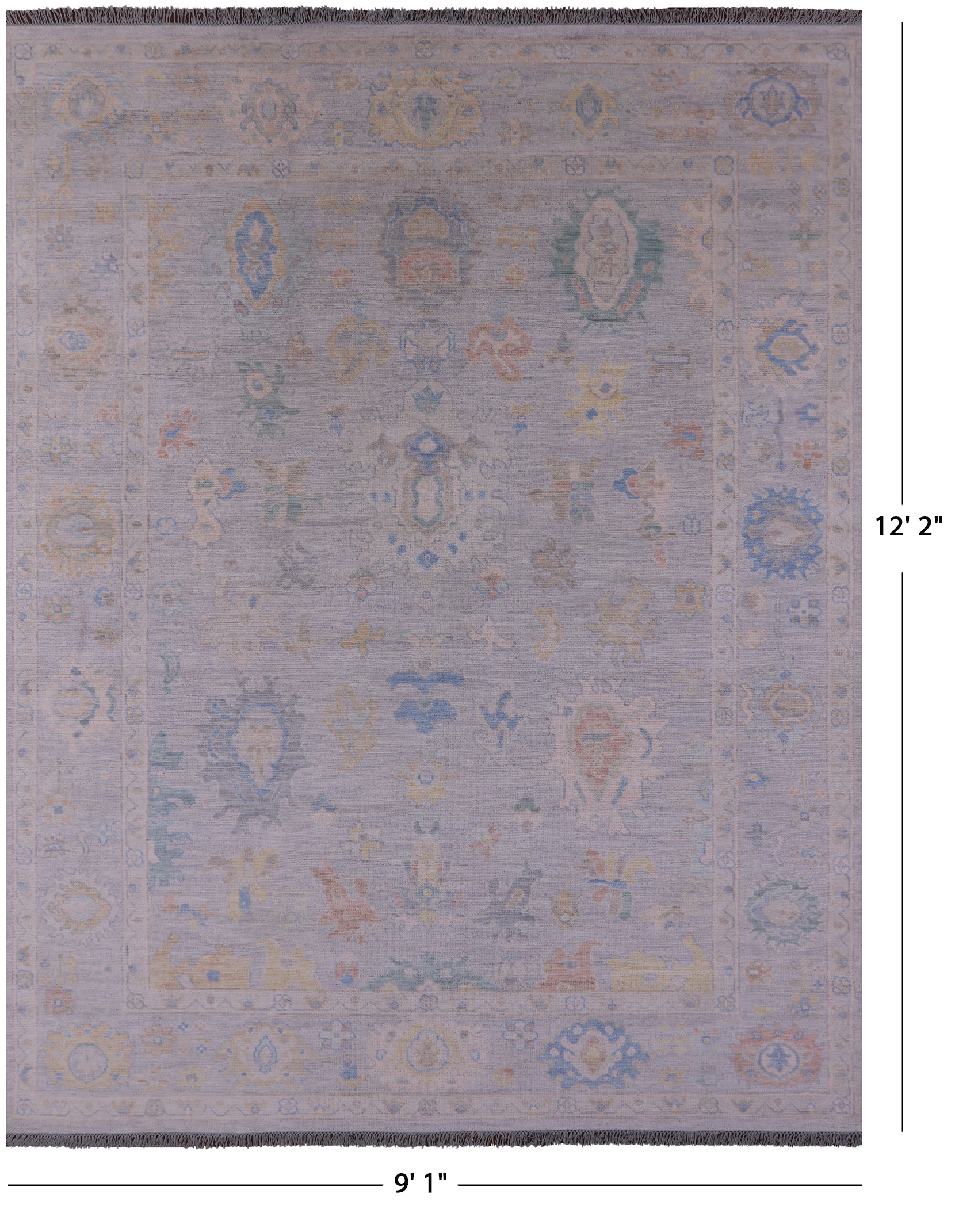 Silver Persian Sultanabad Hand Knotted Wool Rug - 9' 1" X 12' 2" - Golden Nile