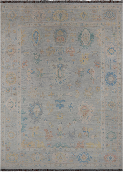 SUPER SALE Silver Persian Sultanabad Hand Knotted Wool Rug - 9' 1" X 12' 2"