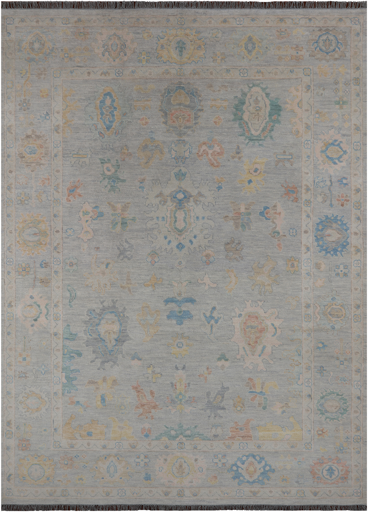 SUPER SALE Silver Persian Sultanabad Hand Knotted Wool Rug - 9' 1" X 12' 2"