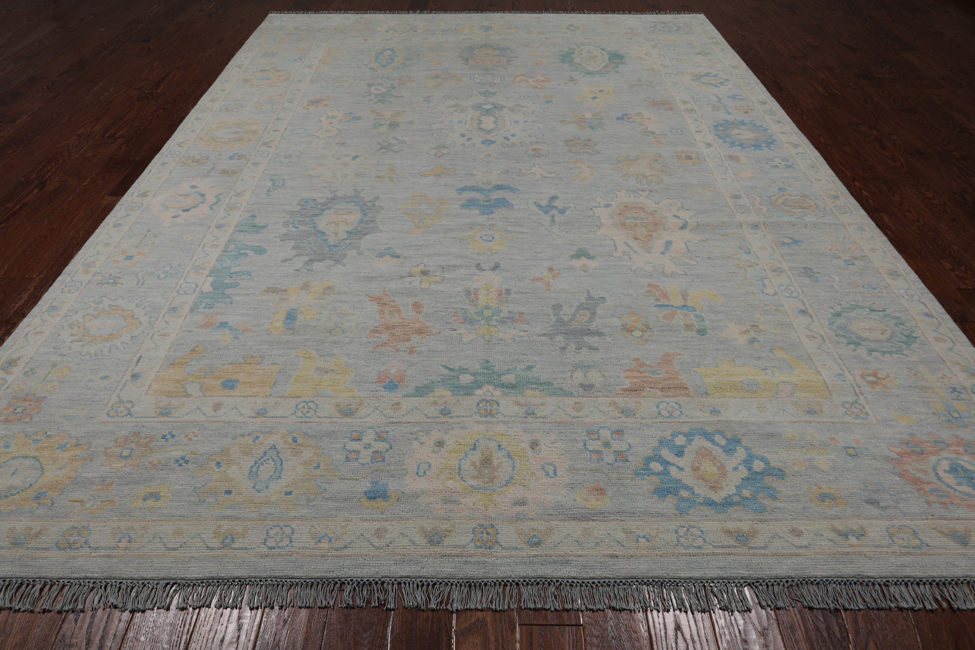 SUPER SALE Silver Persian Sultanabad Hand Knotted Wool Rug - 9' 1" X 12' 2"