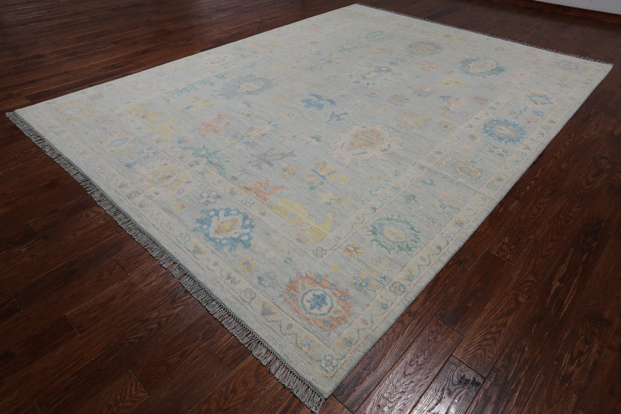 SUPER SALE Silver Persian Sultanabad Hand Knotted Wool Rug - 9' 1" X 12' 2"