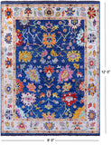 Blue Turkish Oushak Hand Knotted Wool Rug - 9' 0" X 12' 0"