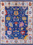 Blue Turkish Oushak Hand Knotted Wool Rug - 9' 0" X 12' 0" - Golden Nile