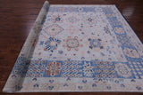 Light Blue Geometric Fine Serapi Hand Knotted Wool Rug - 9' 0" X 11' 10" - Golden Nile