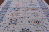 Light Blue Geometric Fine Serapi Hand Knotted Wool Rug - 9' 0" X 11' 10" - Golden Nile