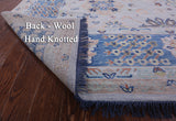 Light Blue Geometric Fine Serapi Hand Knotted Wool Rug - 9' 0" X 11' 10" - Golden Nile
