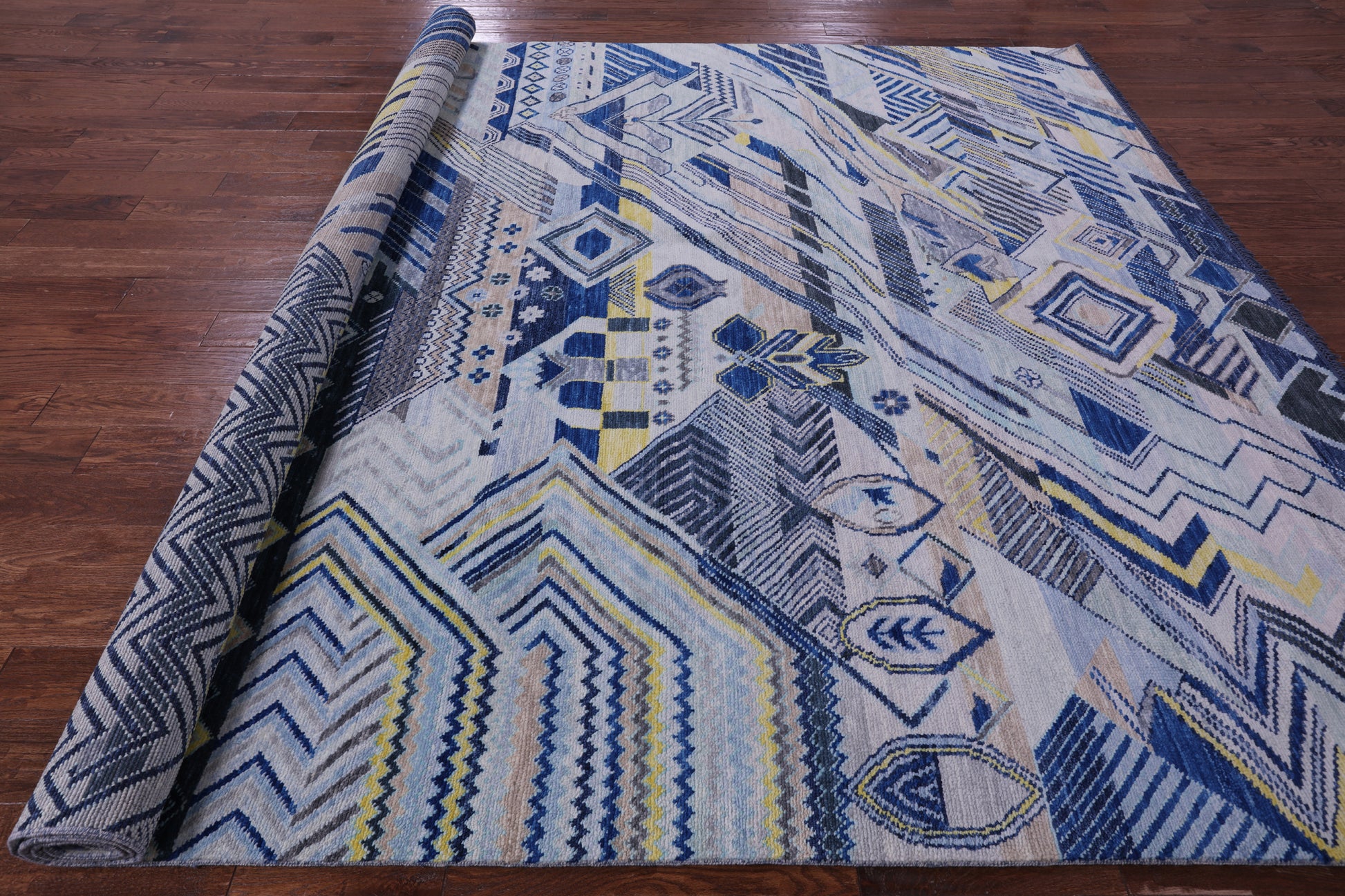 Tribal Moroccan Hand Knotted Wool Rug - 9' 1" X 11' 9" - Golden Nile