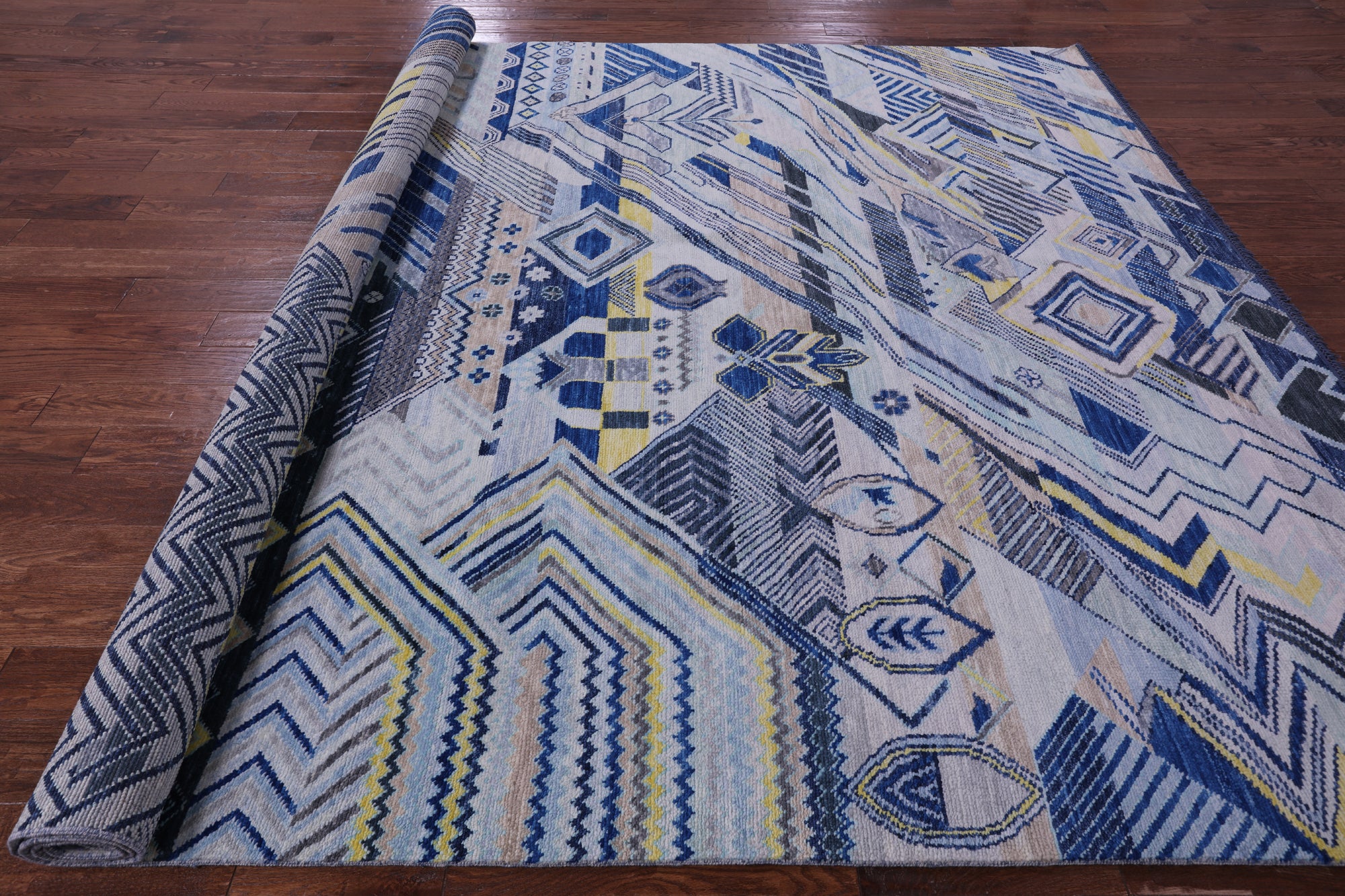 Tribal Moroccan Hand Knotted Wool Rug - 9' 1" X 11' 9" - Golden Nile