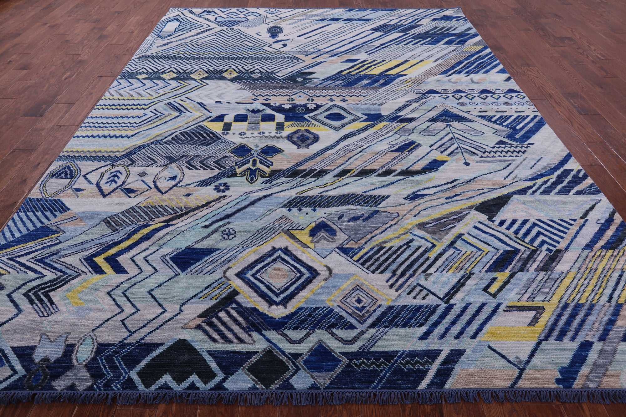 Tribal Moroccan Hand Knotted Wool Rug - 9' 1" X 11' 9" - Golden Nile