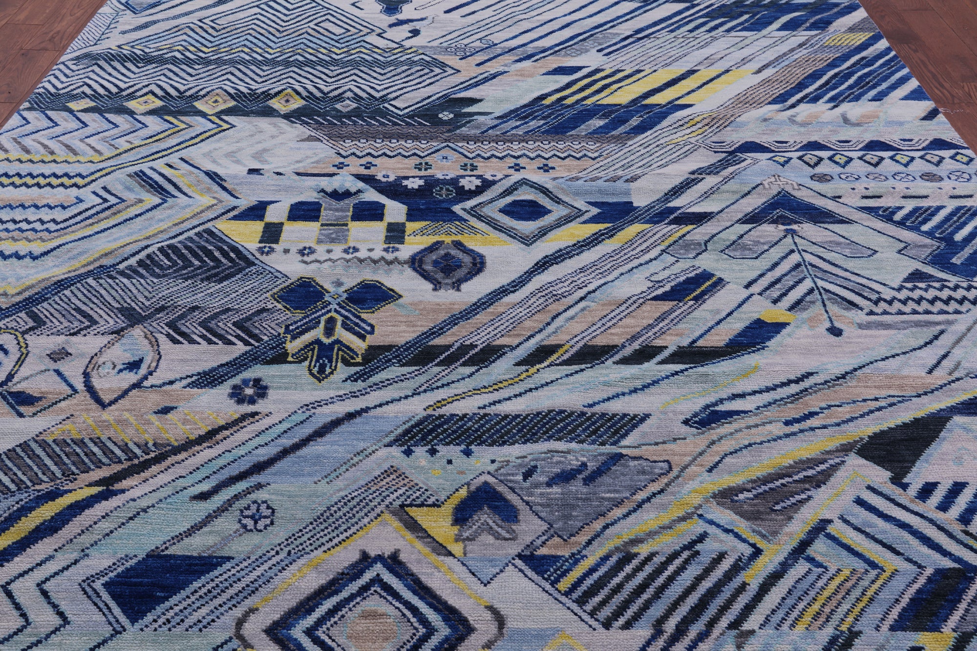 Tribal Moroccan Hand Knotted Wool Rug - 9' 1" X 11' 9" - Golden Nile