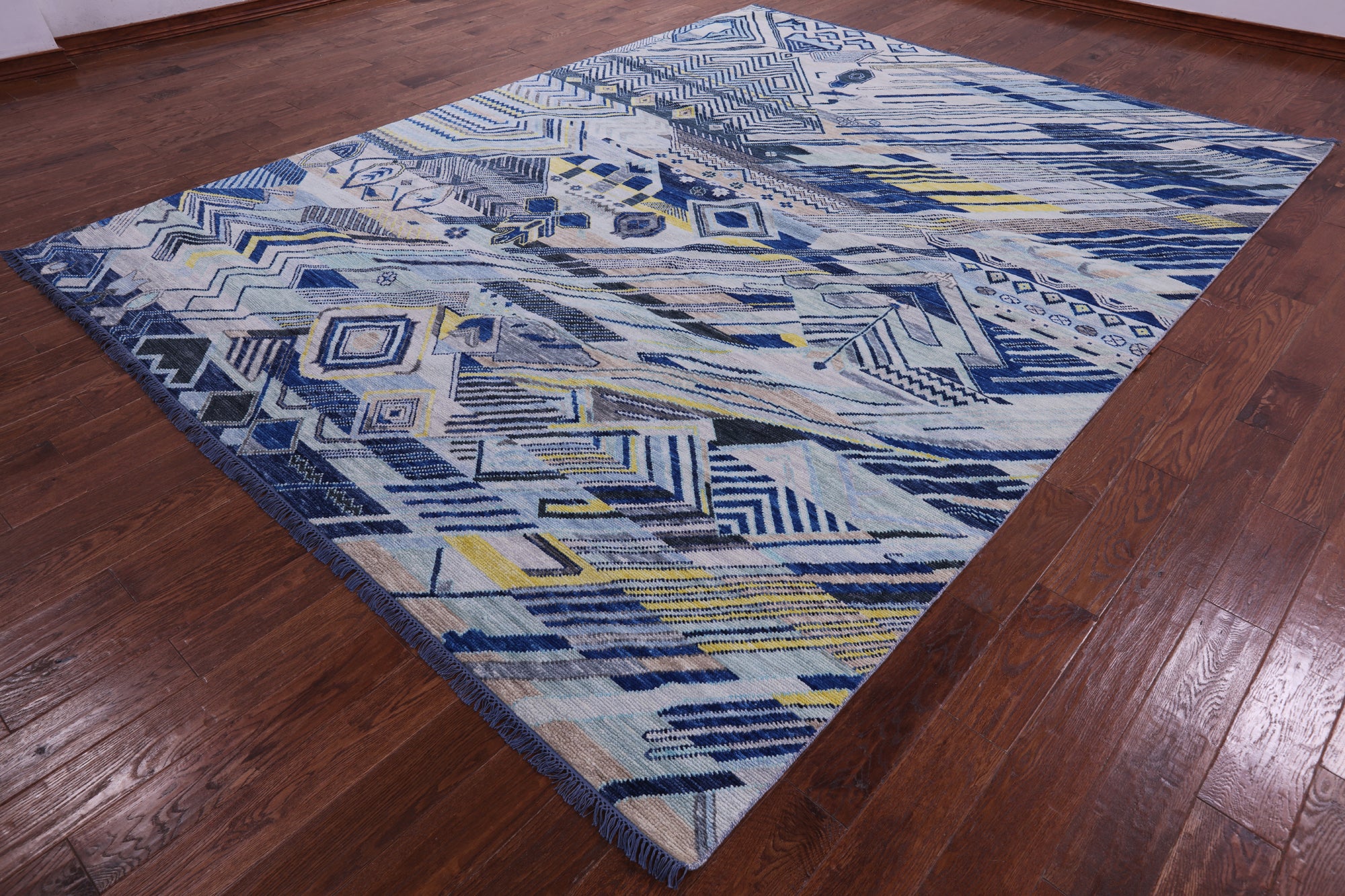 Tribal Moroccan Hand Knotted Wool Rug - 9' 1" X 11' 9" - Golden Nile