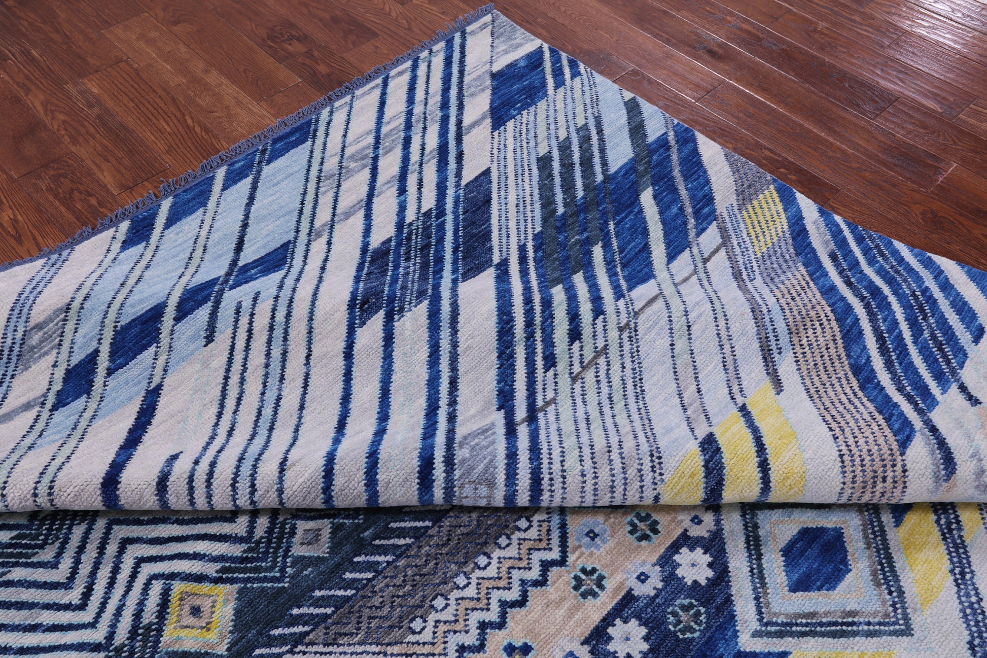 Tribal Moroccan Hand Knotted Wool Rug - 9' 1" X 11' 9" - Golden Nile