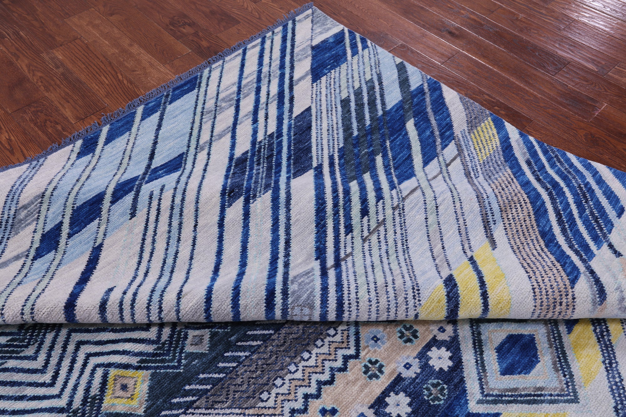 Tribal Moroccan Hand Knotted Wool Rug - 9' 1" X 11' 9" - Golden Nile