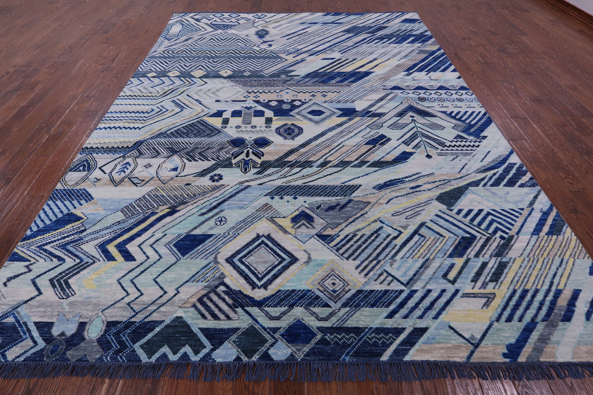 Tribal Moroccan Hand Knotted Wool Rug - 9' 0" X 11' 6" - Golden Nile