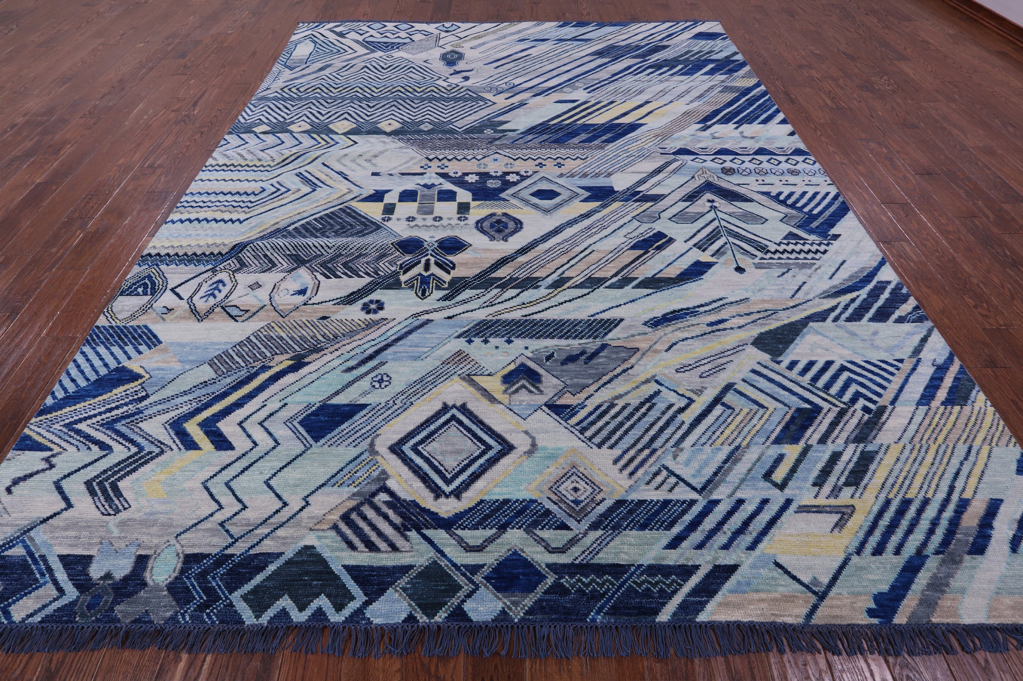 Tribal Moroccan Hand Knotted Wool Rug - 9' 0" X 11' 6" - Golden Nile