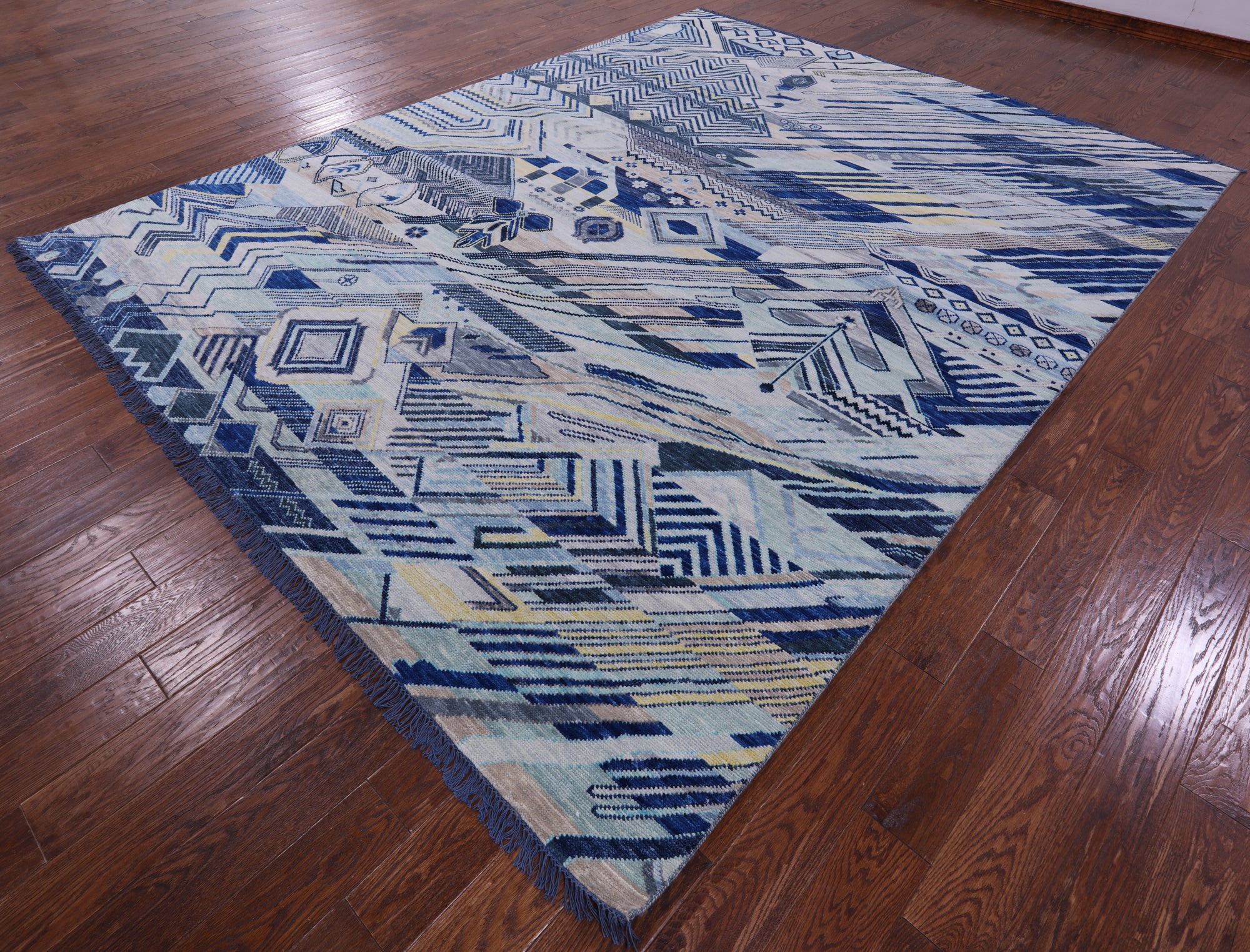 Tribal Moroccan Hand Knotted Wool Rug - 9' 0" X 11' 6" - Golden Nile