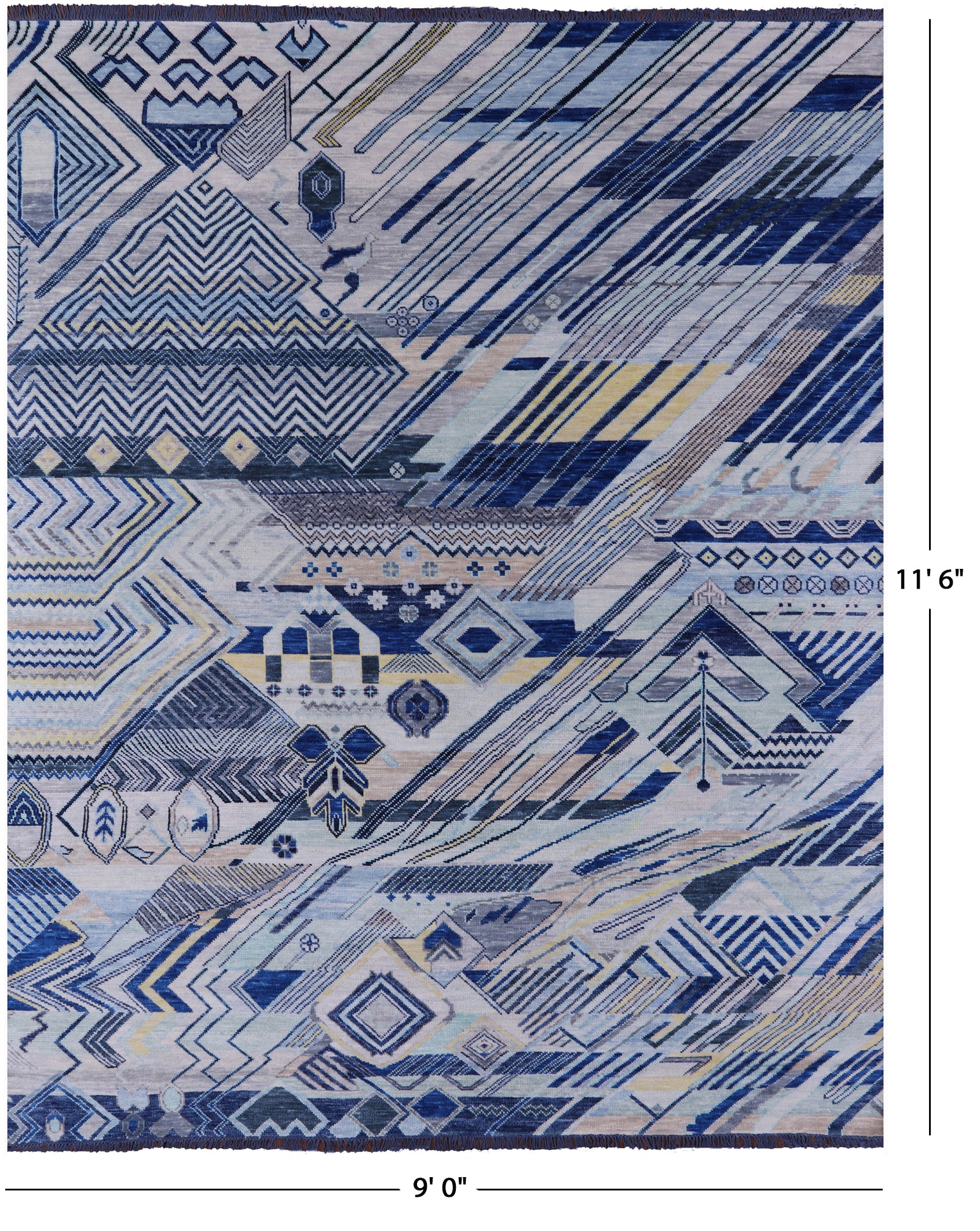 Tribal Moroccan Hand Knotted Wool Rug - 9' 0" X 11' 6" - Golden Nile