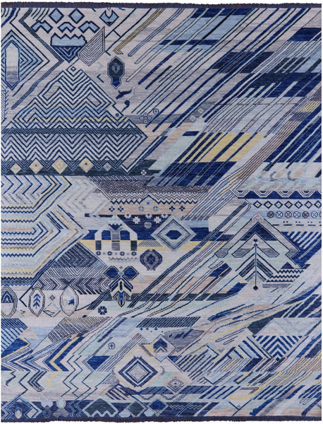 Tribal Moroccan Hand Knotted Wool Rug - 9' 0" X 11' 6" - Golden Nile