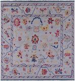 Blue Square Turkish Oushak Handmade Wool Rug - 9' 1" X 9' 3" - Golden Nile