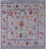 Blue Square Turkish Oushak Handmade Wool Rug - 9' 1" X 9' 3" - Golden Nile