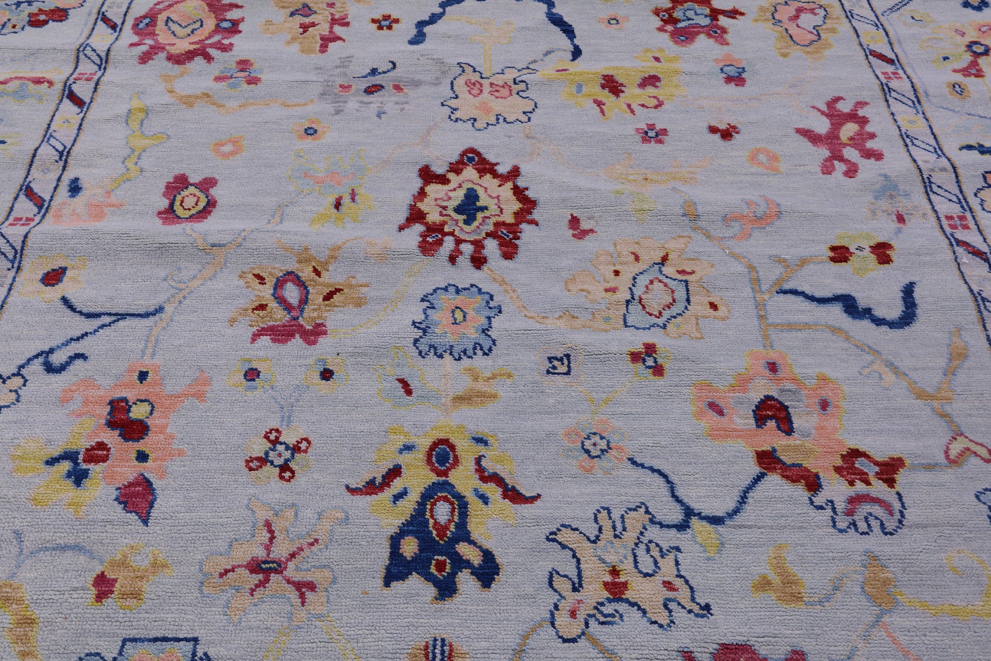 Blue Square Turkish Oushak Handmade Wool Rug - 9' 1" X 9' 3" - Golden Nile