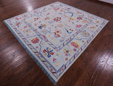 Blue Square Turkish Oushak Handmade Wool Rug - 9' 1" X 9' 3" - Golden Nile