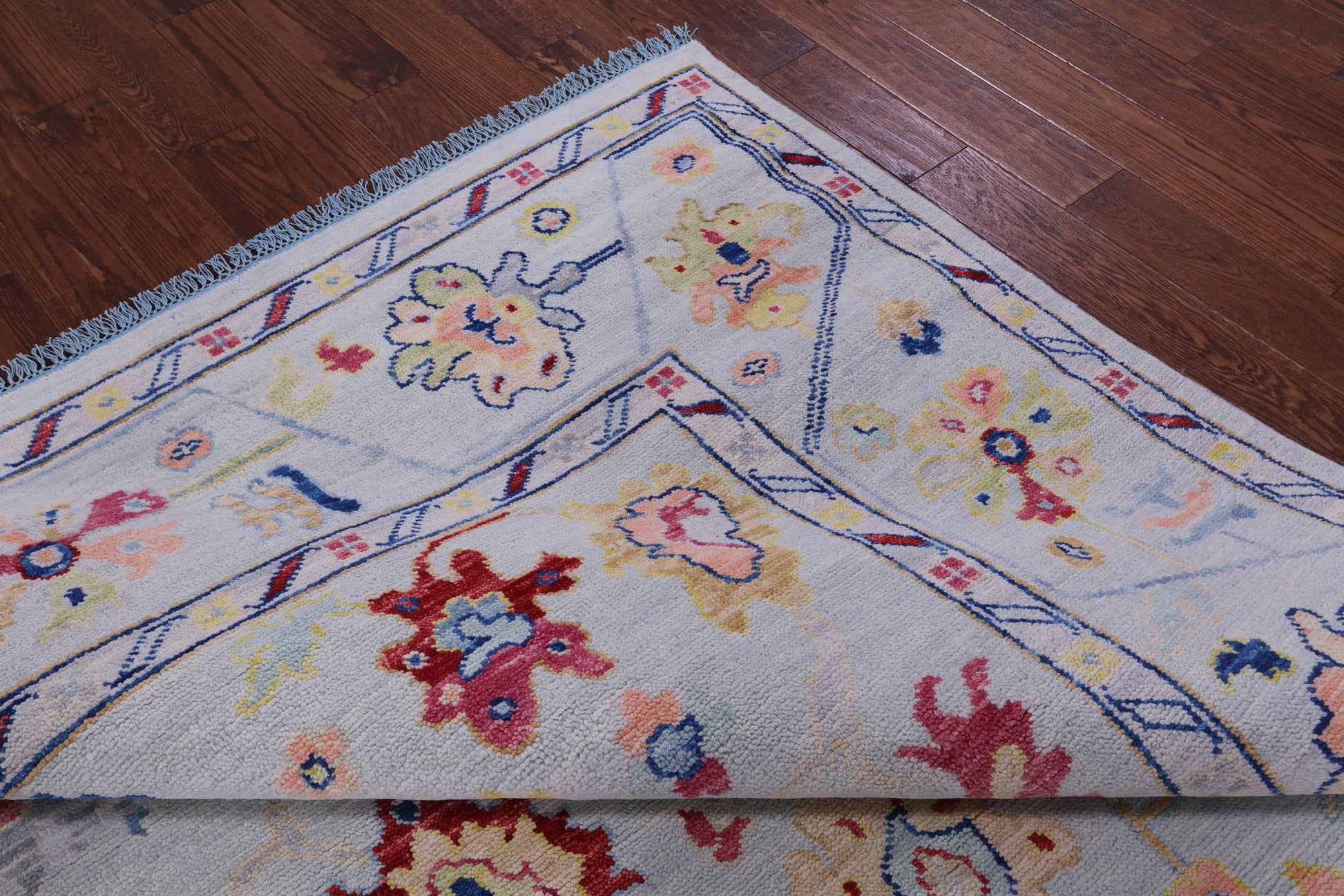 Blue Square Turkish Oushak Handmade Wool Rug - 9' 1" X 9' 3" - Golden Nile