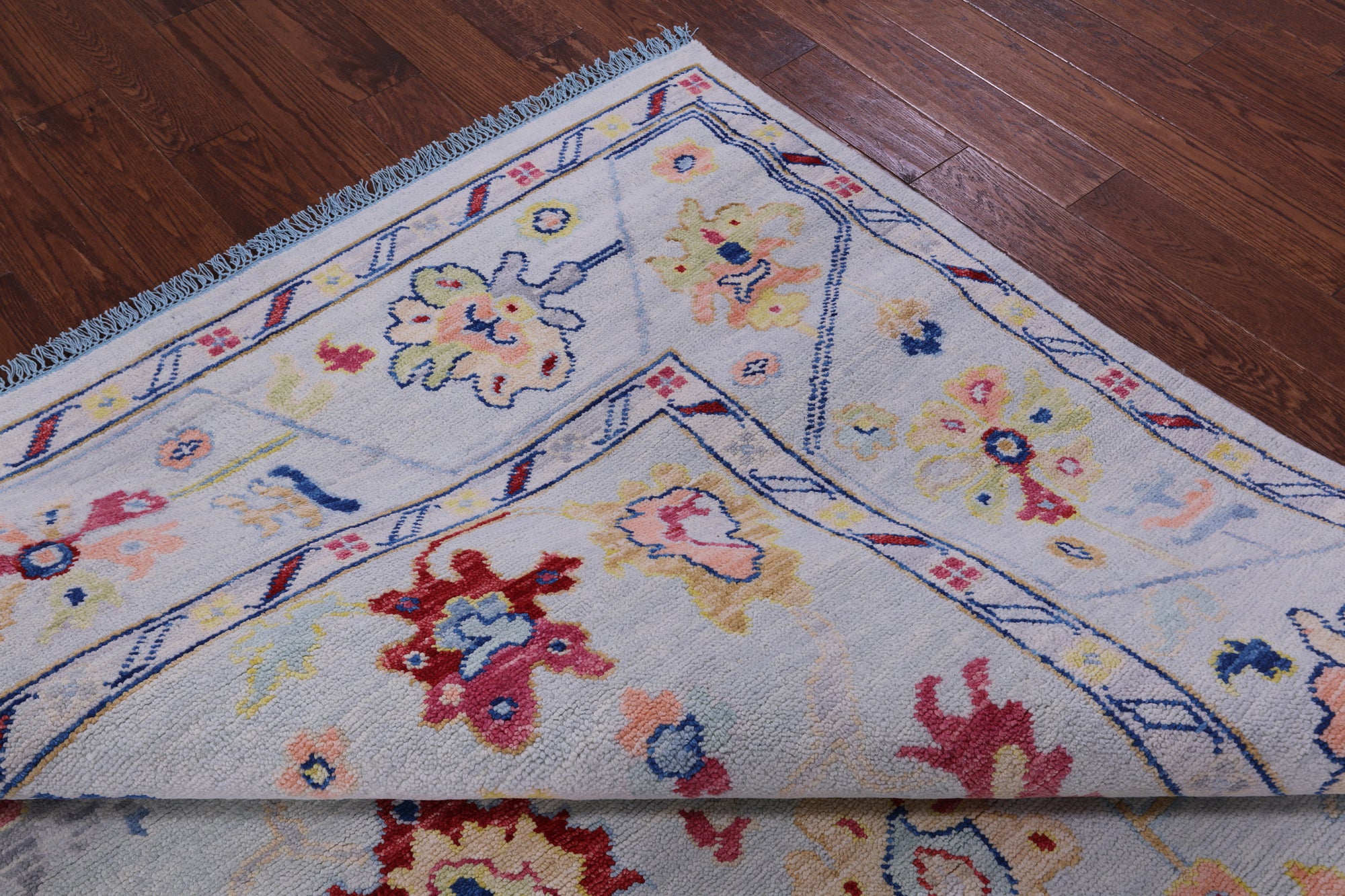 Blue Square Turkish Oushak Handmade Wool Rug - 9' 1" X 9' 3" - Golden Nile