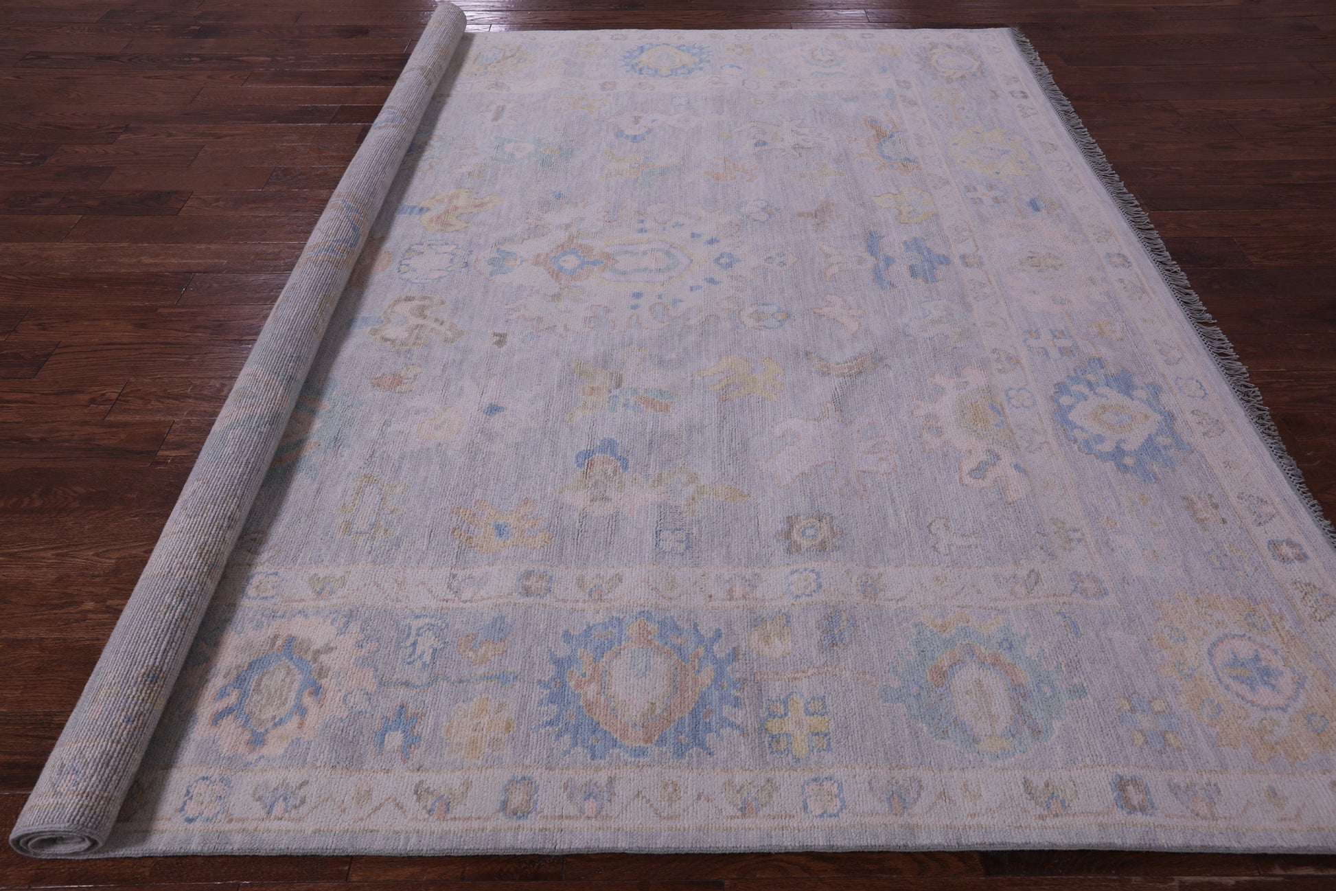 Silver Square Persian Sultanabad Hand Knotted Wool Rug - 8' 11" X 9' 3" - Golden Nile