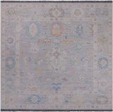 SUPER SALE Silver Square Persian Sultanabad Hand Knotted Wool Rug - 8' 11" X 9' 3"
