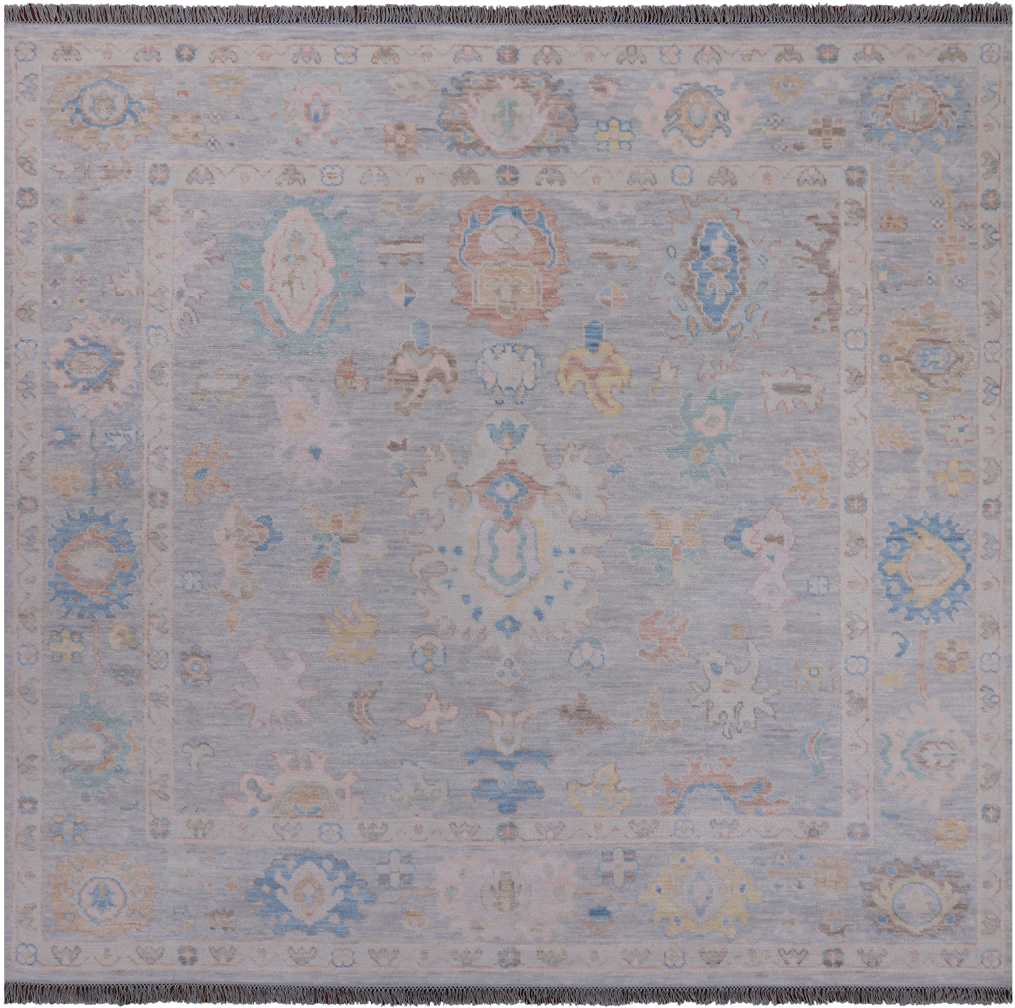 SUPER SALE Silver Square Persian Sultanabad Hand Knotted Wool Rug - 8' 11" X 9' 3"