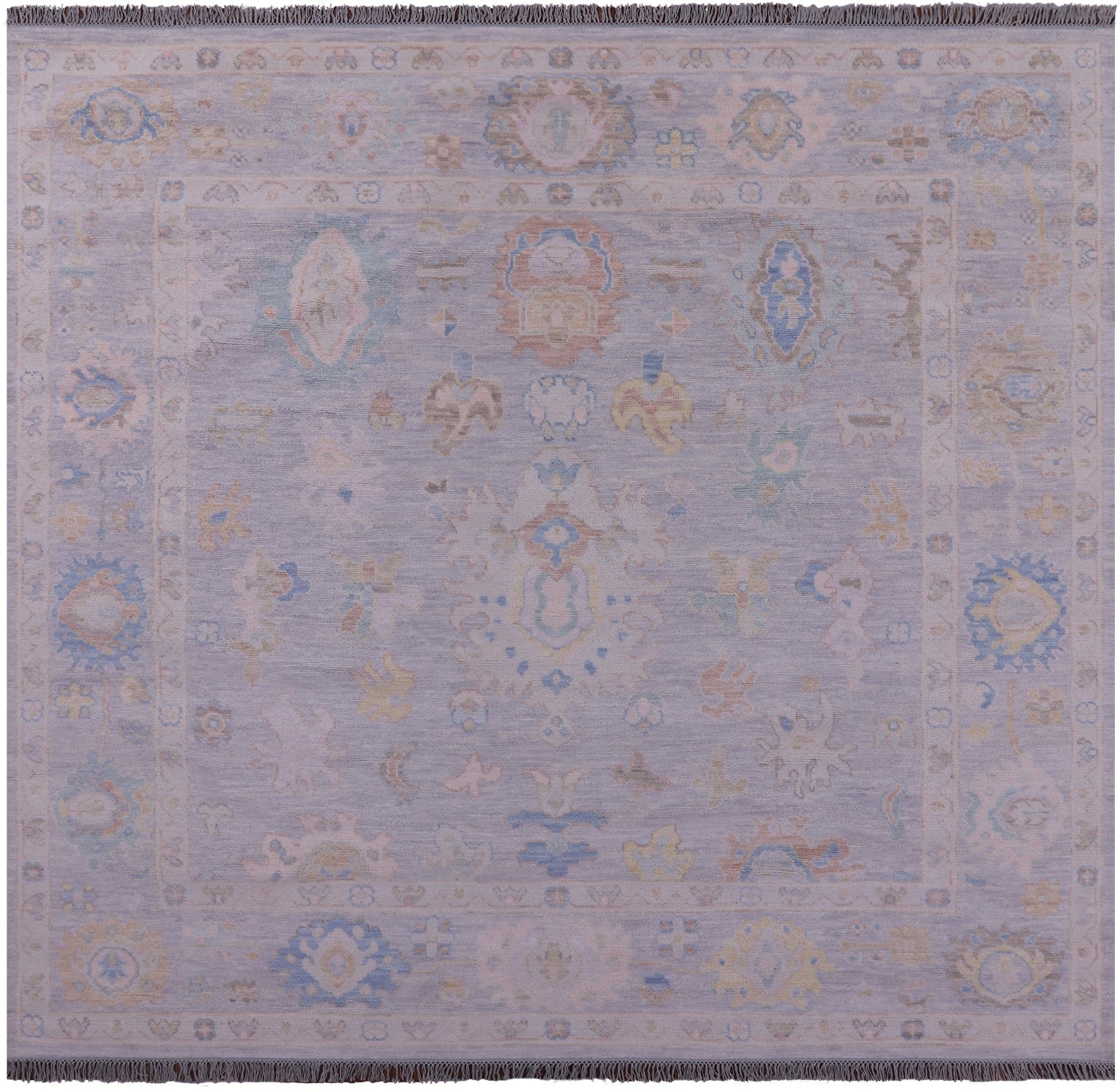 Silver Square Persian Sultanabad Hand Knotted Wool Rug - 8' 11" X 9' 3" - Golden Nile