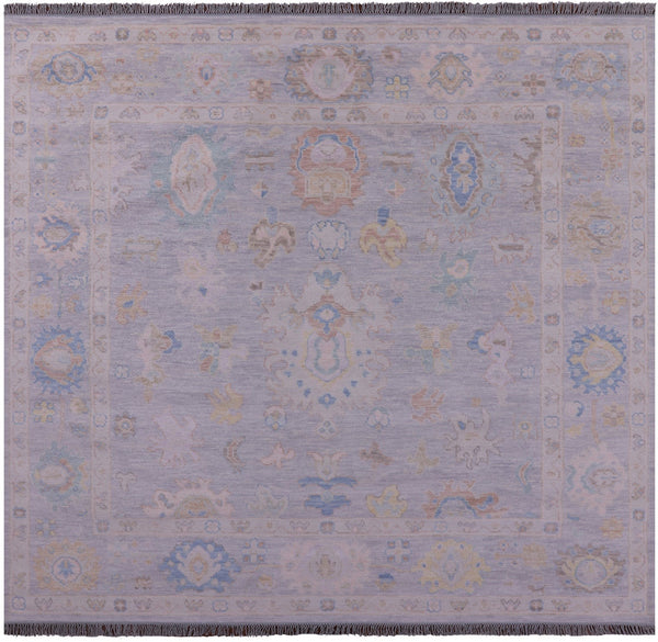 Silver Square Persian Sultanabad Hand Knotted Wool Rug - 8' 11" X 9' 3" - Golden Nile