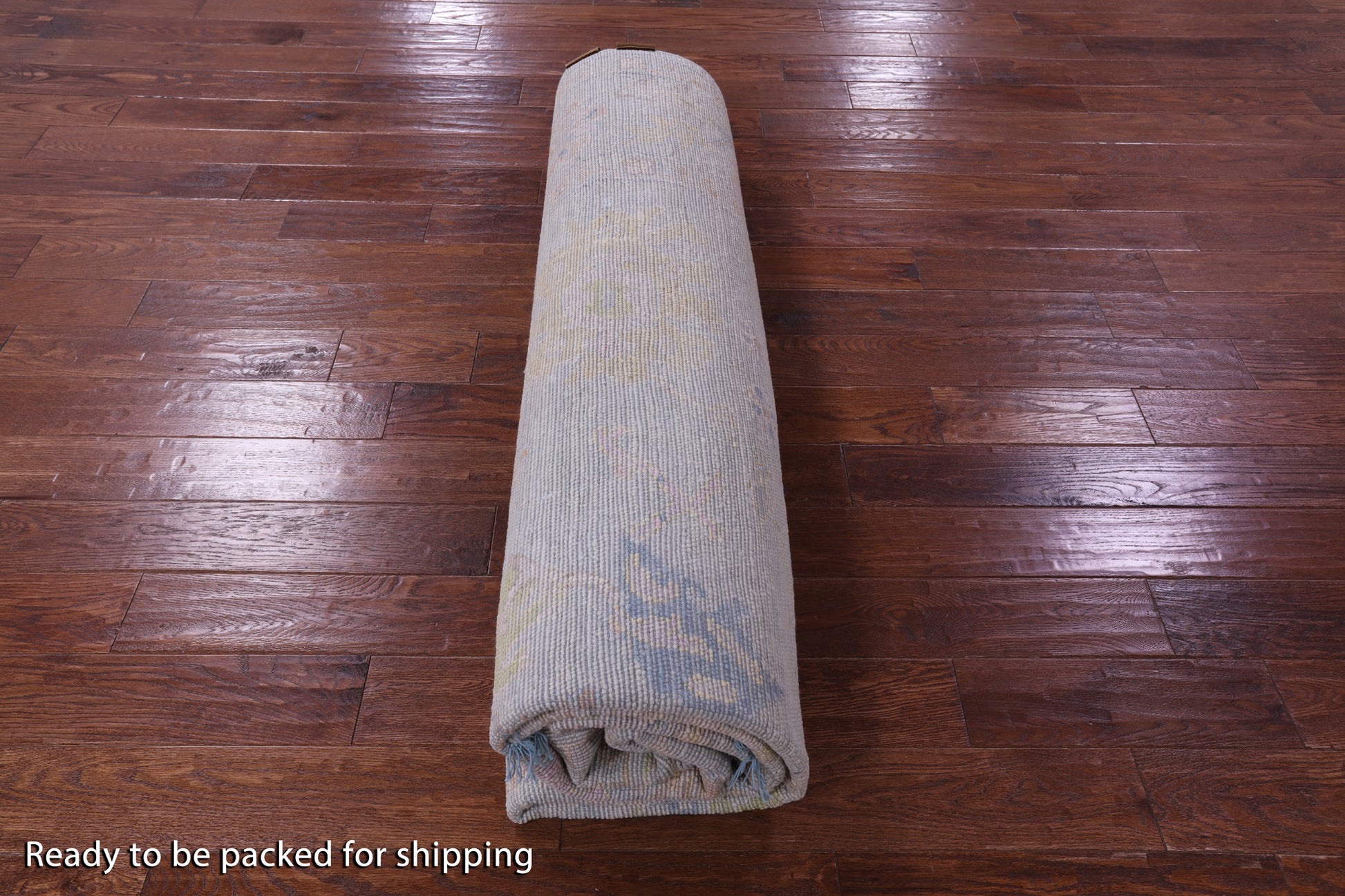 Light Blue Square Turkish Oushak Hand Knotted Wool Rug - 9' 1" X 9' 2" - Golden Nile