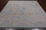 SUPER SALE Light Blue Square Turkish Oushak Hand Knotted Wool Rug - 9' 1" X 9' 2"