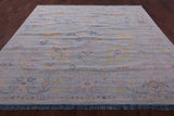 Light Blue Square Turkish Oushak Hand Knotted Wool Rug - 9' 1" X 9' 2" - Golden Nile