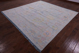Light Blue Square Turkish Oushak Hand Knotted Wool Rug - 9' 1" X 9' 2" - Golden Nile