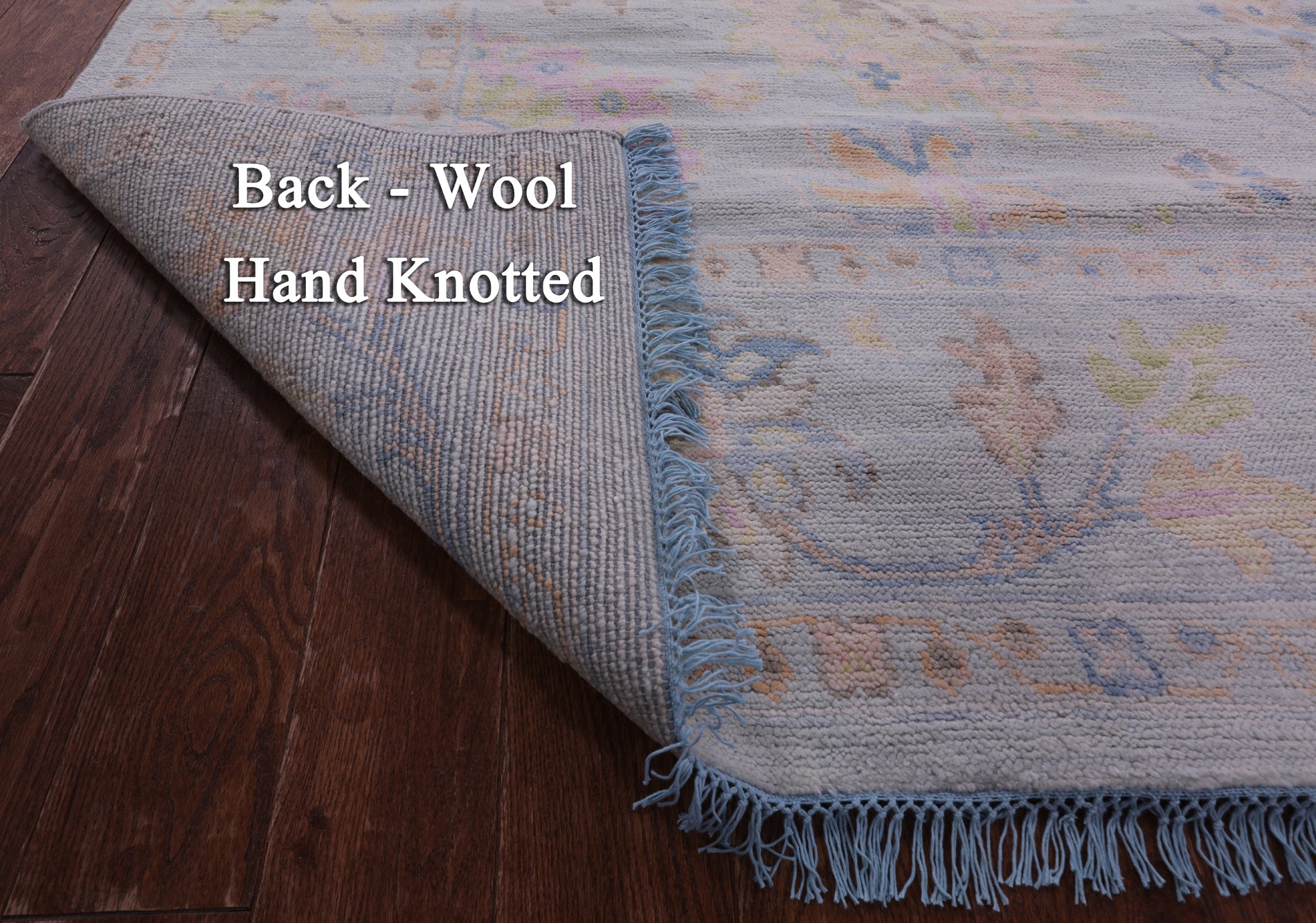 Light Blue Square Turkish Oushak Hand Knotted Wool Rug - 9' 1" X 9' 2" - Golden Nile