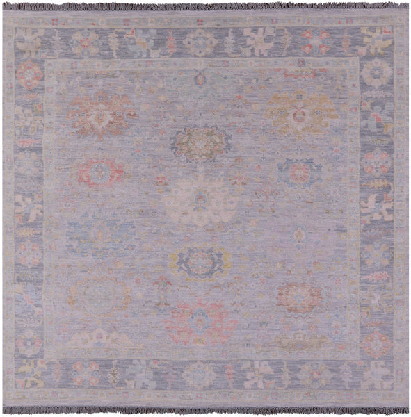 Silver Square Persian Sultanabad Hand Knotted Wool Rug - 8' 9" X 9' 1" - Golden Nile