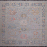 SUPER SALE Silver Square Persian Sultanabad Hand Knotted Wool Rug - 8' 9" X 9' 1"