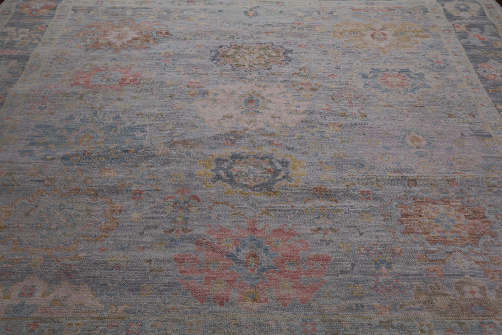 SUPER SALE Silver Square Persian Sultanabad Hand Knotted Wool Rug - 8' 9" X 9' 1"