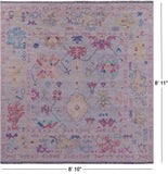 Grey Square Turkish Oushak Hand Knotted Wool Rug - 8' 10" X 8' 11" - Golden Nile