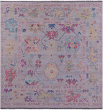 Grey Square Turkish Oushak Hand Knotted Wool Rug - 8' 10" X 8' 11" - Golden Nile