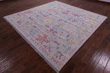 Grey Square Turkish Oushak Hand Knotted Wool Rug - 8' 10" X 8' 11" - Golden Nile