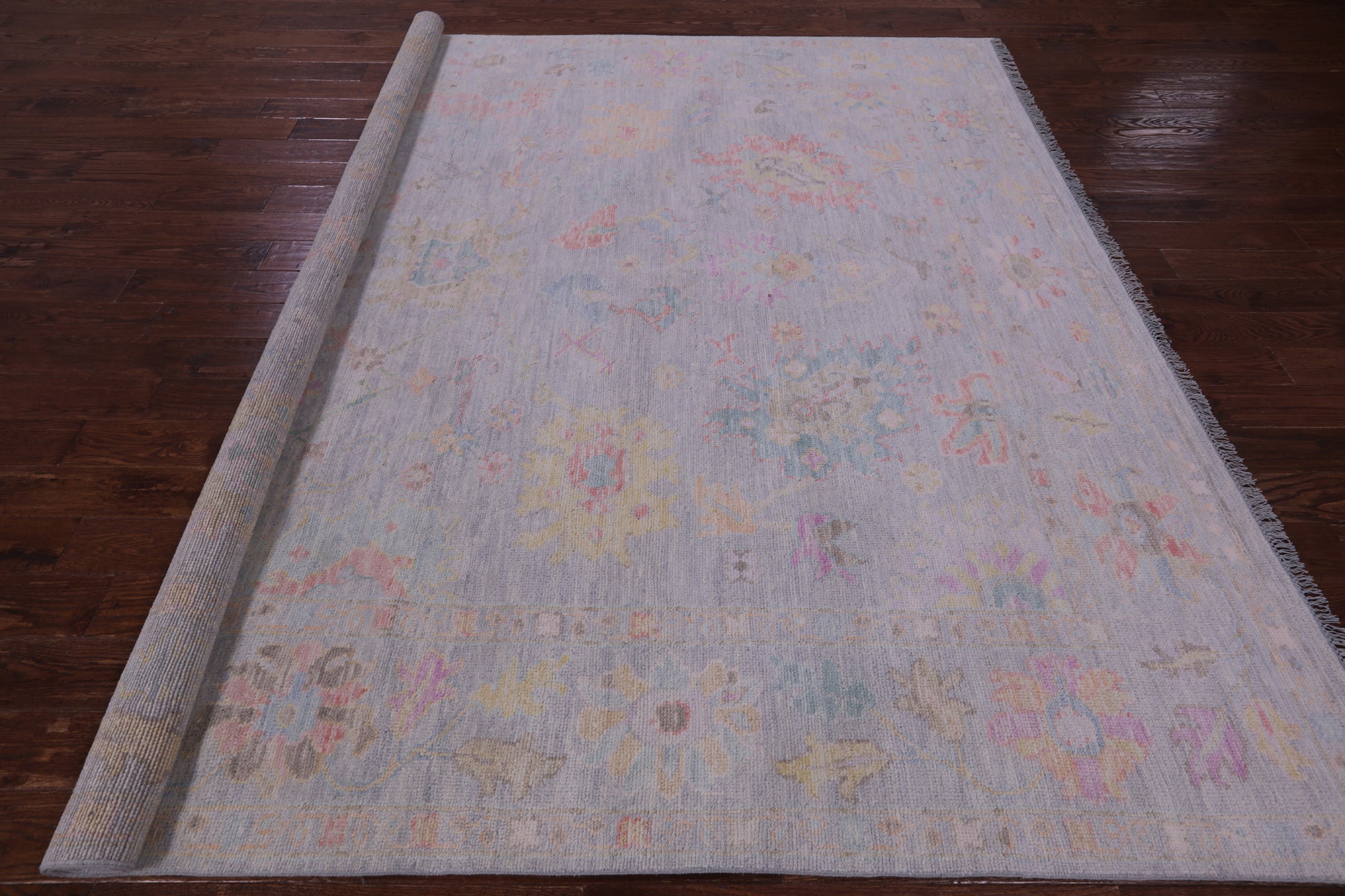 Silver Square Persian Sultanabad Handmade Wool Rug - 8' 11" X 9' 1" - Golden Nile