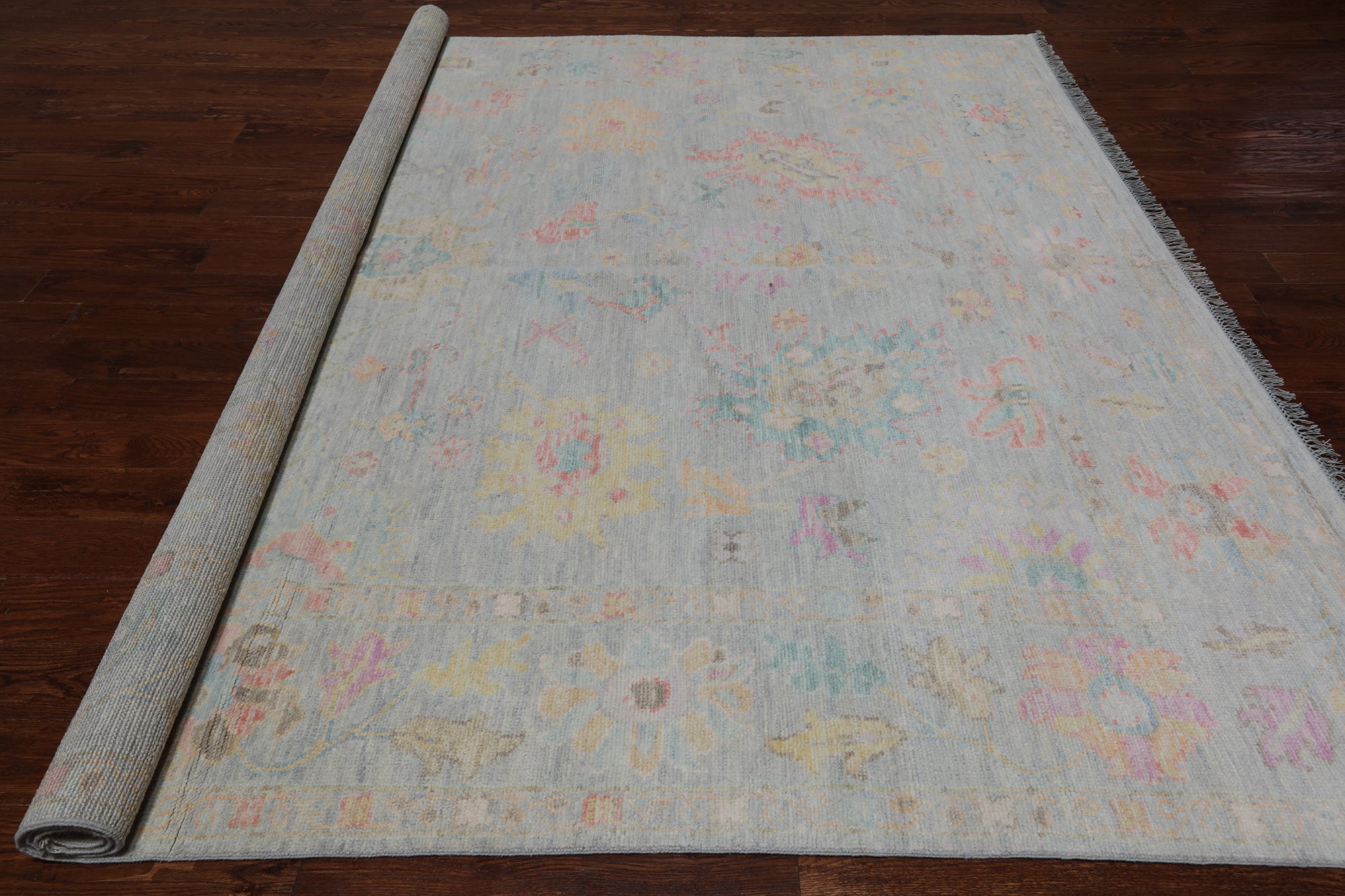 SUPER SALE Silver Square Persian Sultanabad Handmade Wool Rug - 8' 11" X 9' 1"