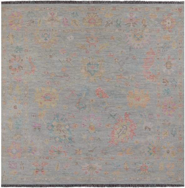 SUPER SALE Silver Square Persian Sultanabad Handmade Wool Rug - 8' 11" X 9' 1"