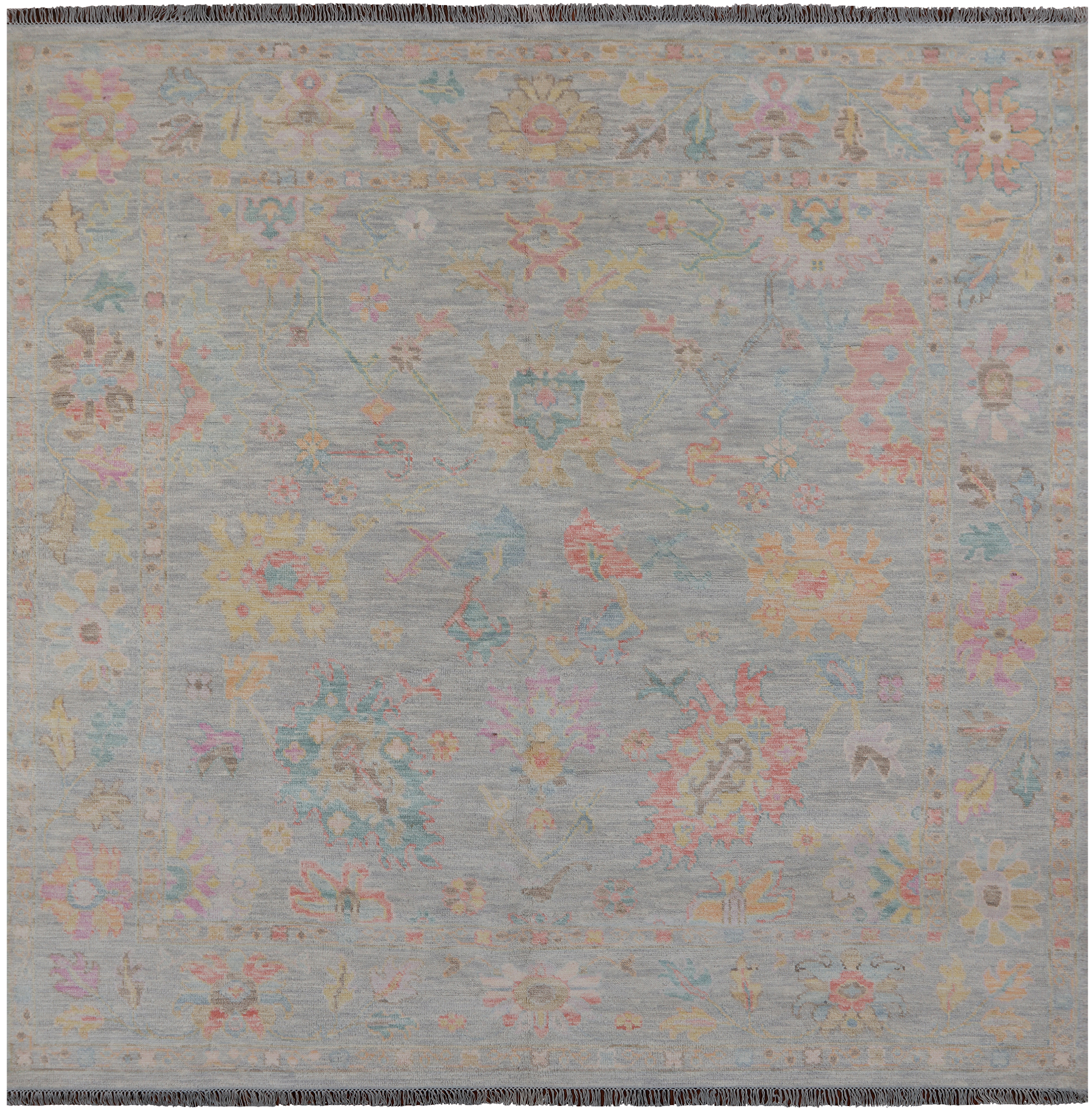 SUPER SALE Silver Square Persian Sultanabad Handmade Wool Rug - 8' 11" X 9' 1"