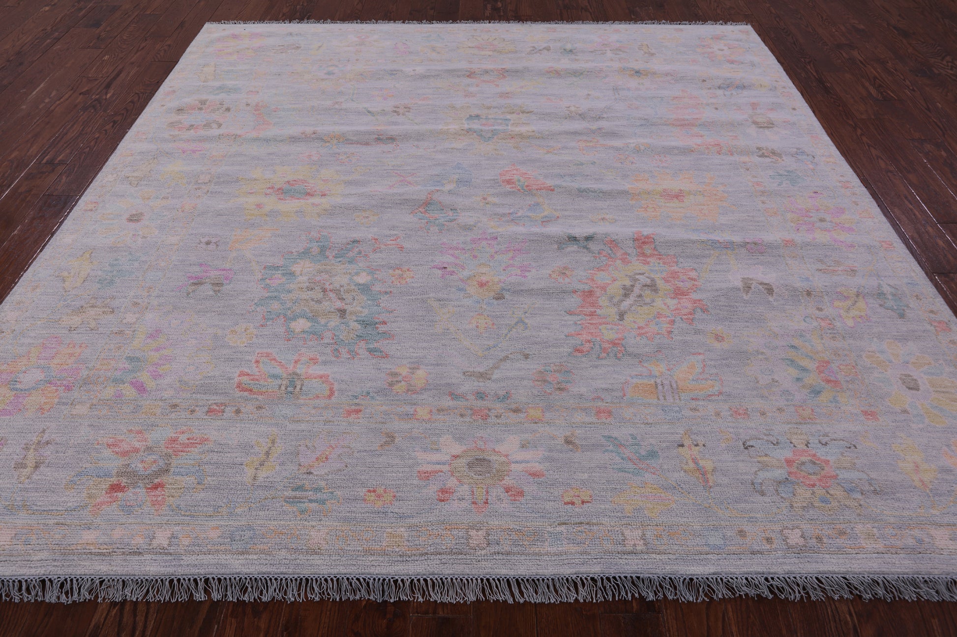 Silver Square Persian Sultanabad Handmade Wool Rug - 8' 11" X 9' 1" - Golden Nile